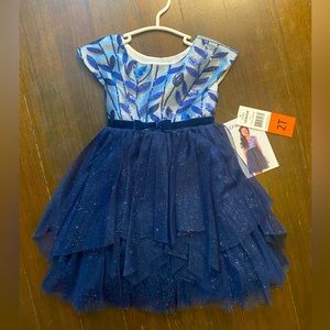 Blue formal dress for girls 2T. Floral pattern